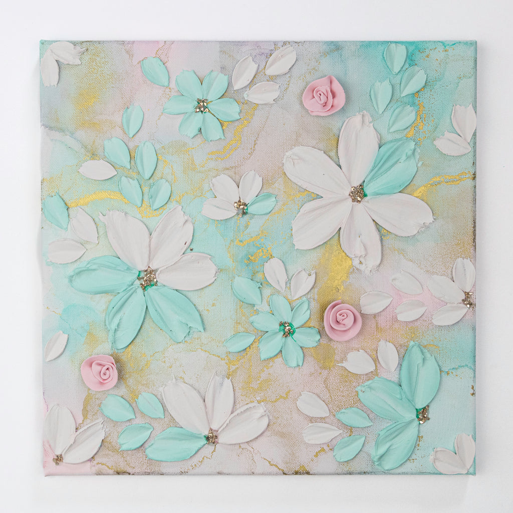 Cotton Candy Textured Floral Canvas
