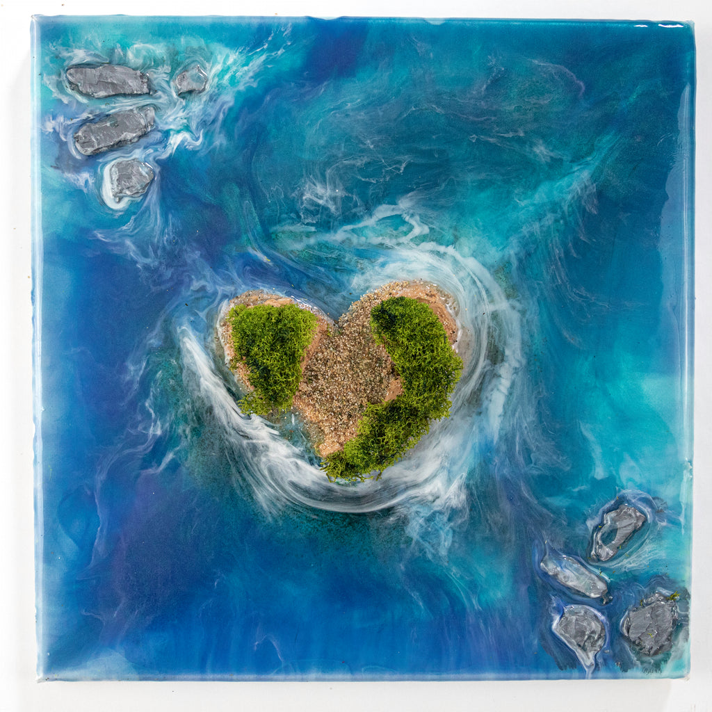 Heart Island Aerial View 3D Canvas