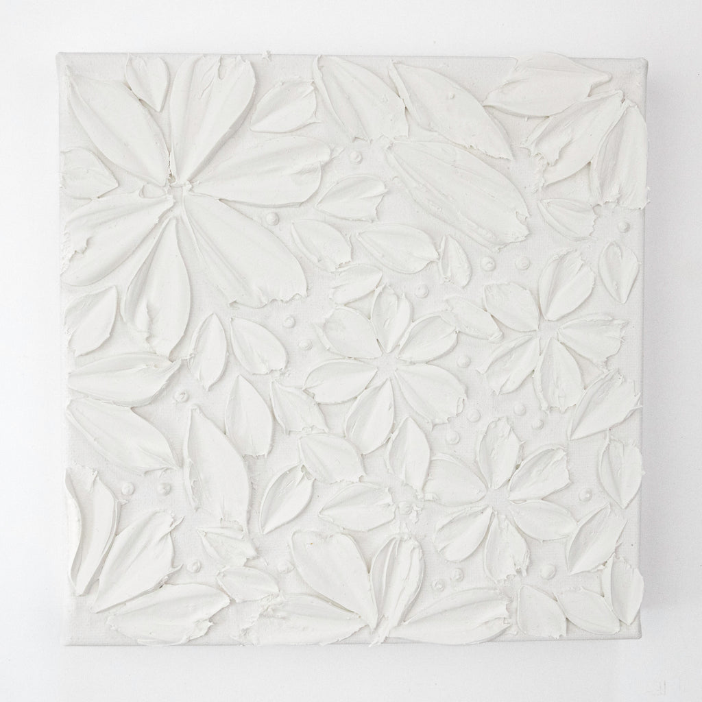 Mini White Floral Textured 3D Canvas